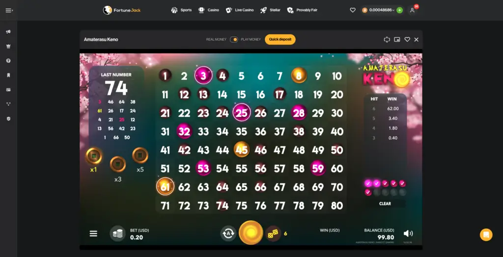 Crypto Casino Keno Experience
